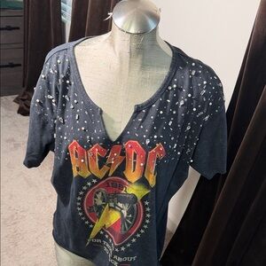 AC/DC Graphic Studded Women's Top - Black